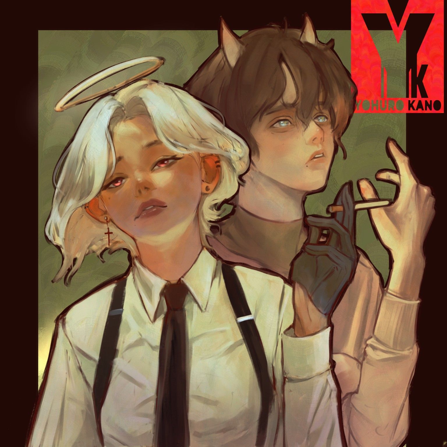 Angel and demon character pair