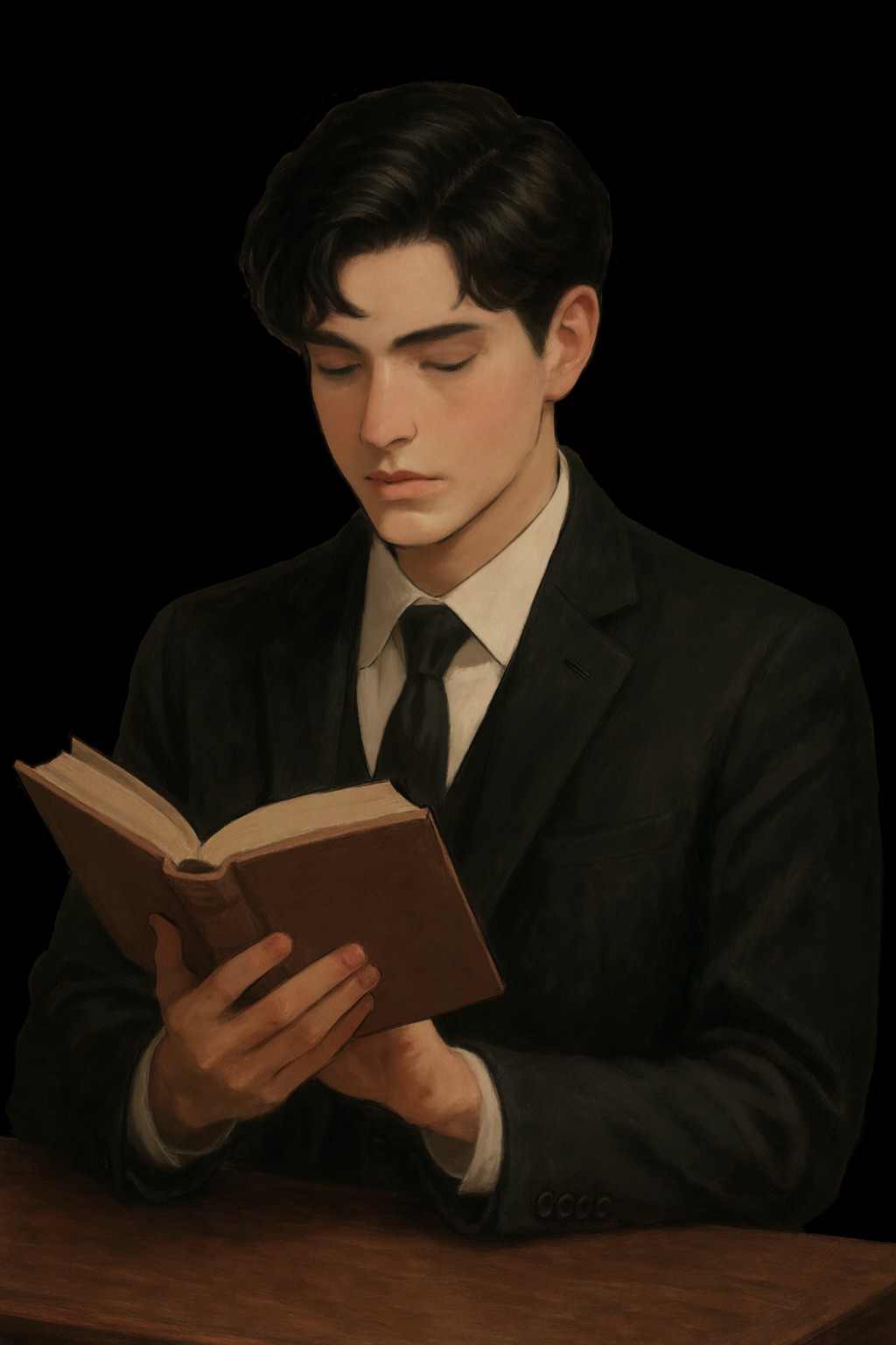 Painterly figure study of a reader